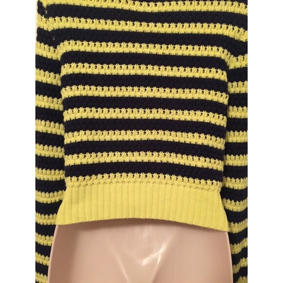 Princess Vera Wang Sweater Jacket Small Bright Yellow Navy Blue Striped - Picture 10 of 12